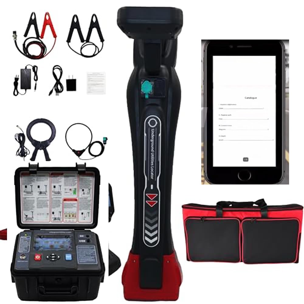 VTSYIQI Underground Utility Pipe Cable Locator Detector with 20m Depth Accuracy ± 5% to -10% Anti-Interference Ability Sound Instructions Transmitter Receiver for Cable Identification GPS Detection