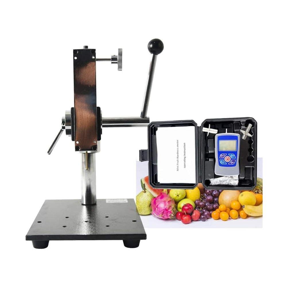VTSYIQI Digital Fruit Firmness Tester with Fruit Hardness Test Stand with Two Measuring Head Φ11.1mm Φ7.9mm Range 0.2～15Kgf/cm2 (×105 Pa)  0.4～30Kgf/cm2 (×105 Pa) for Soft and Hard Fruits Hardness Measurement