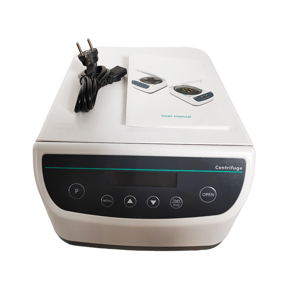 VTSYIQI Bench Type Centrifuge Machine Lab Low Speed Centrifuge with Rotor Max Capacity 15/50ml*6 Centrifuge Tube 2/5/10ml*6 Blood Tube Speed 500-4000rpm Semidiameter of Rotor 12cm Max RCF 2146xg Over-Temperature Protection Function