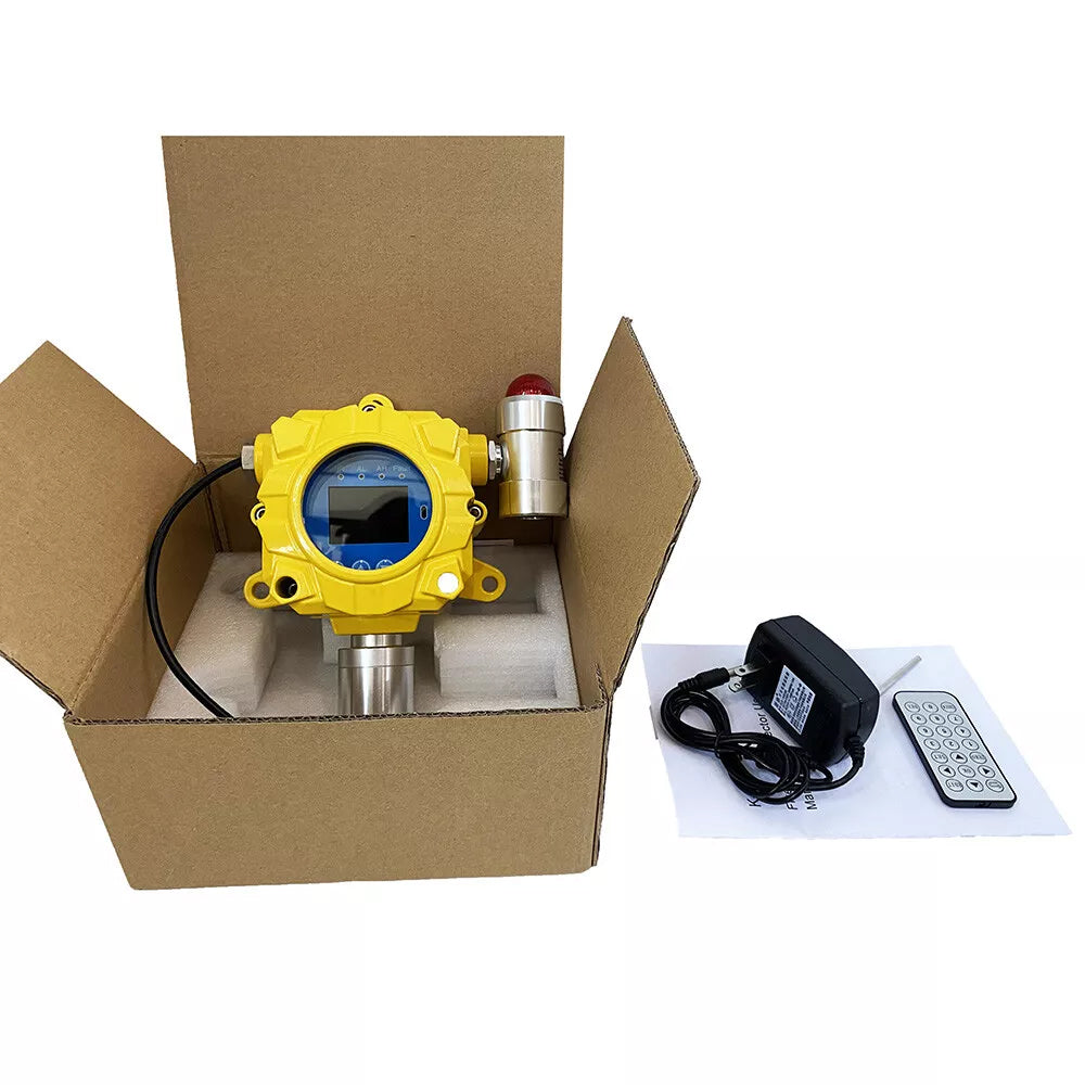 VTSYIQI Fixed Volatile Organic Compound Gas Detector VOC Monitor with Aluminum Shell Material Measuring Range 0-100ppm Resolution 1ppm Output Current 4-20mA Explosion Proof Grade Exd ⅡC T6 Gb  Sound and Light Alarm Wall-mounted Installation Method