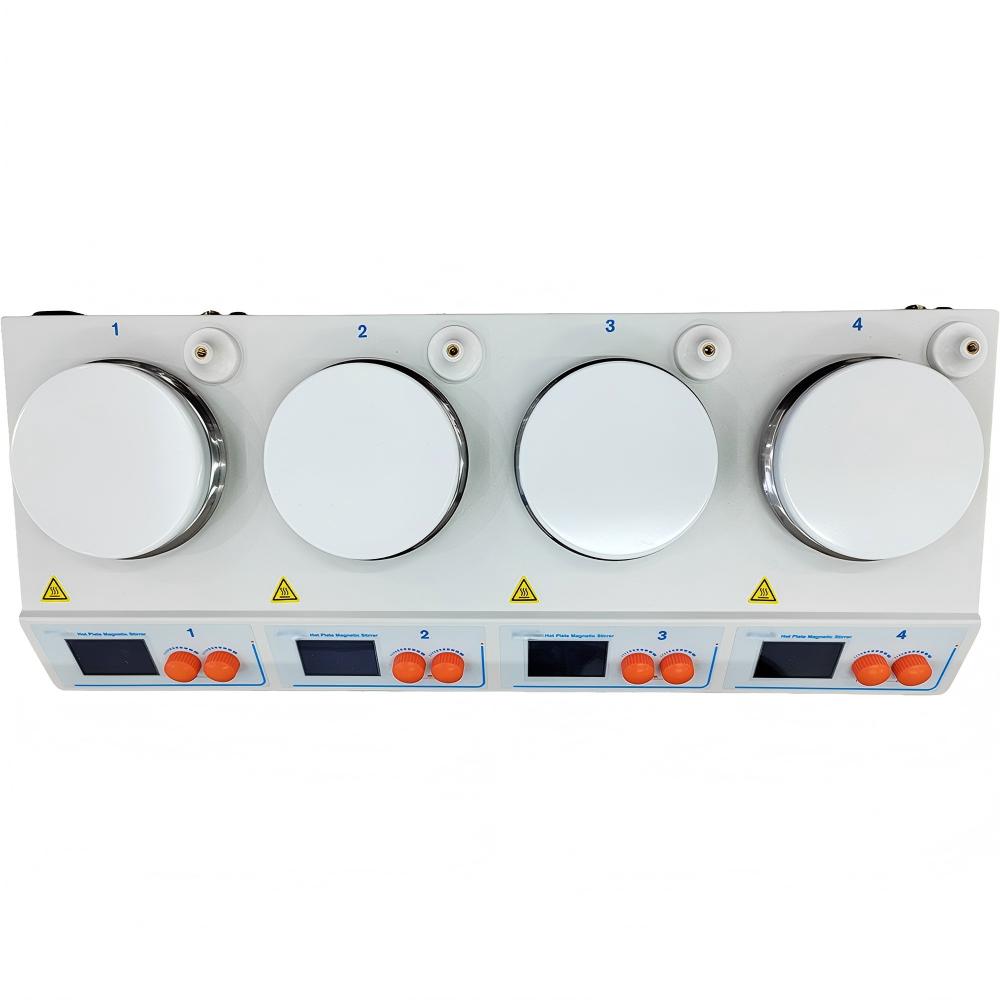 VTSYIQI 4 Position Hotplate Stirrer Multi-positions Hot Plate Stirrer with PT100 Temperature Sensor Temperature Accuracy ±1℃ Temperature Control RT+5~160℃ Speed Range 50~2000rpm Independent Control for Each Station