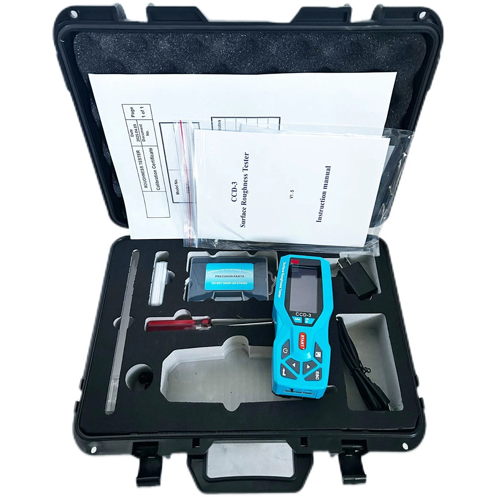 VTSYIQI Surface Roughness Gauge Digital Surface Roughness Tester with Indication Accuracy 0.001μm Maximum Drive Stroke 17.5mm/0.7 Inch 20 Testing Parameters Measuring Range (µm）Ra 0.005-16.000 Rz 0.02-160.00 Data Storage 100 Groups