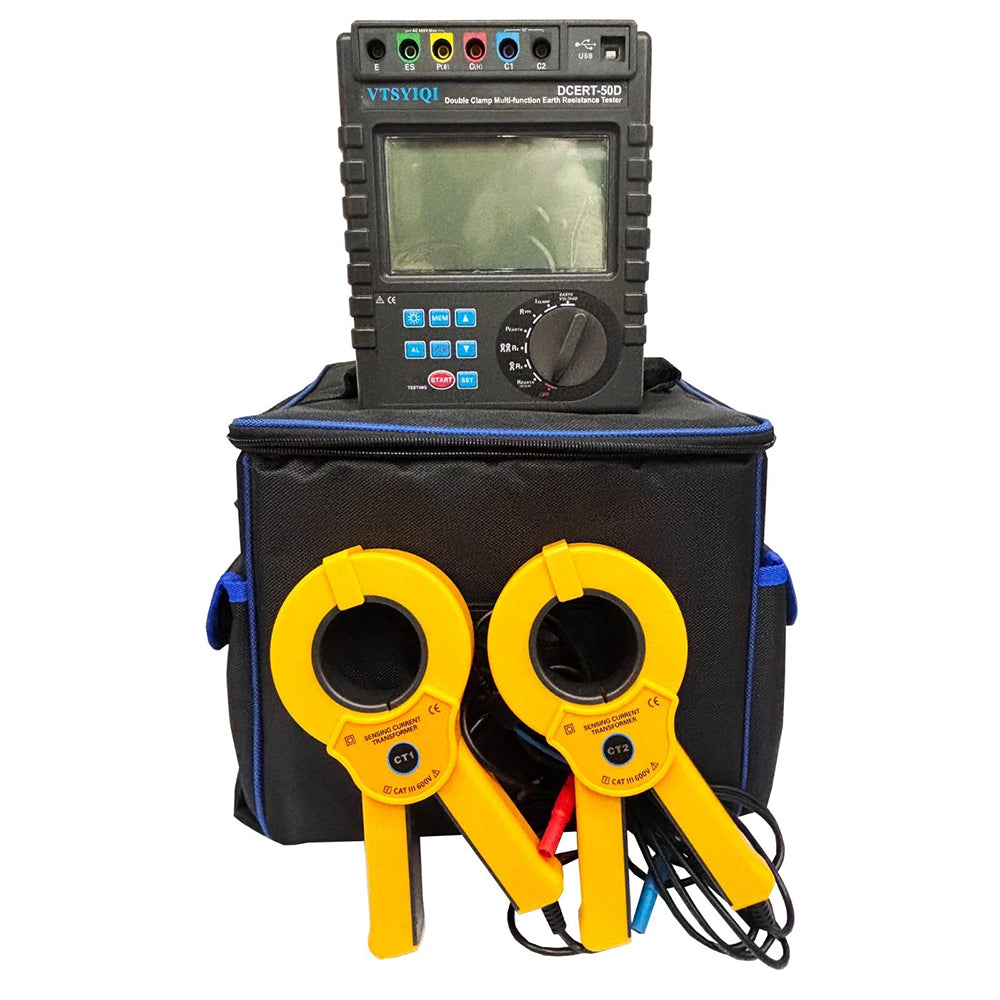VTSYIQI Double Clamp Ground Resistance Tester Meter with Grounding Resistance 0.00Ω-30.00kΩ for Field Measurement of Ground Resistance Soil Resistivity Ground Voltage Ground Wire Leakage Current AC Current and DC Resistance