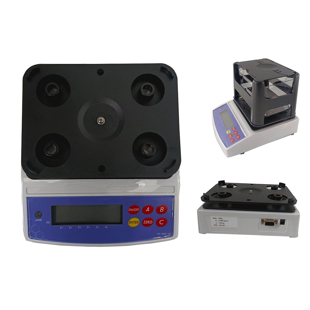 VTSYIQI Solid Density Meter Densimeter Solid Density Analyzer Tester with Weight Range 0.001 to 200g Density Resolution 0.0001g/cm3 Standard Deviation 0.001g Function of 10 Group Data Storage for Granule Thin Film Floating Foaming Powder Etc