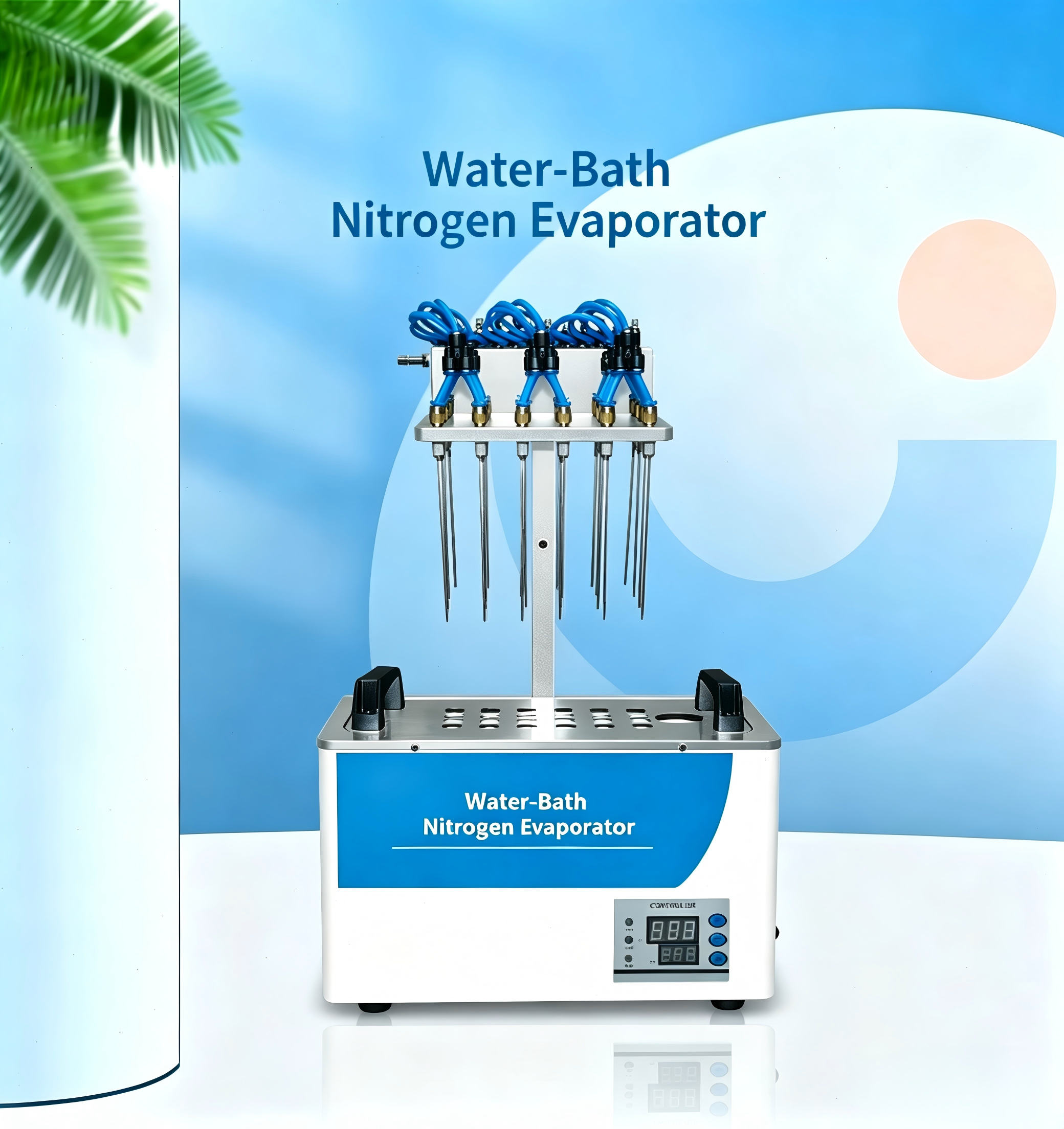 VTSYIQI Intelligent Water-Bath Nitrogen Evaporator Water Bath Concentration with Sample Quantity 36 Standard Heating Module Test Tube Rack Barometer 0-15L/min Test Tube Aperture 16.5mm Timer Function