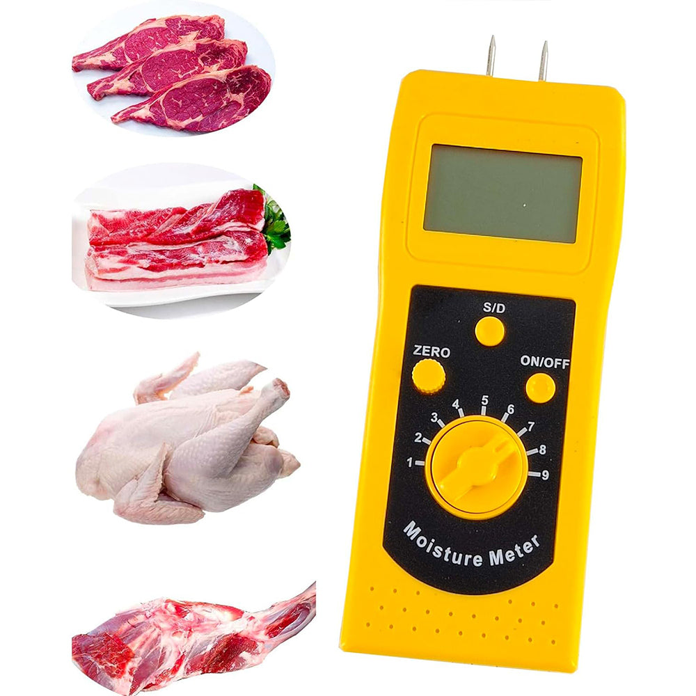 VTSYIQI Digital Meat Moisture Meter Fresh Meat Moisture Tester with Insert Type Measurement Range 10%~90% Backlight Display for Measuring Fresh Meat,Pork Beef Mutton Lamb Chicken Poultry Meat Moisture Content