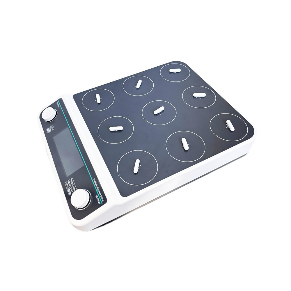 VTSYIQI 9 Position Magnetic Stirrer Multi Place Magnetic Stirrer with LCD Liquid Crystal Display Synchronized or Asynchronous Control  Max Stirring Volume 9 * 500 ML Brushless Motor Speed Range 50-1500RPM Bar Size 30MM Timing Function