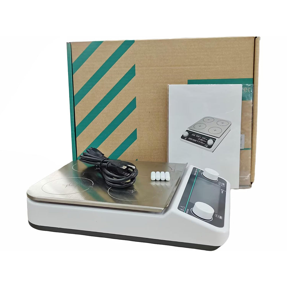 VTSYIQI Four-Position Heating Magnetic Stirrer Multi-position-hotplate-stirrer with LCD Liquid Crystal Display Max Stirring Volume 4 * 500ML Number Of Stirring Points 4 Speed Range 50-1200 RPM Brushless Motor