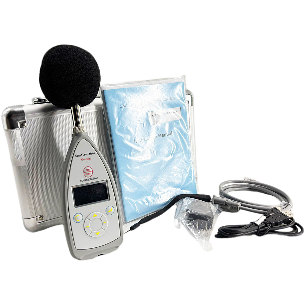 VTSYIQI Class 1 Sound Level Meter Noise Meter Integrating Sound Decibel Meter with Range 10 Hz-20 kHz 25dB(A)-140dB(A) AC DC USB RS232 Output 8000 Groups Data Storage