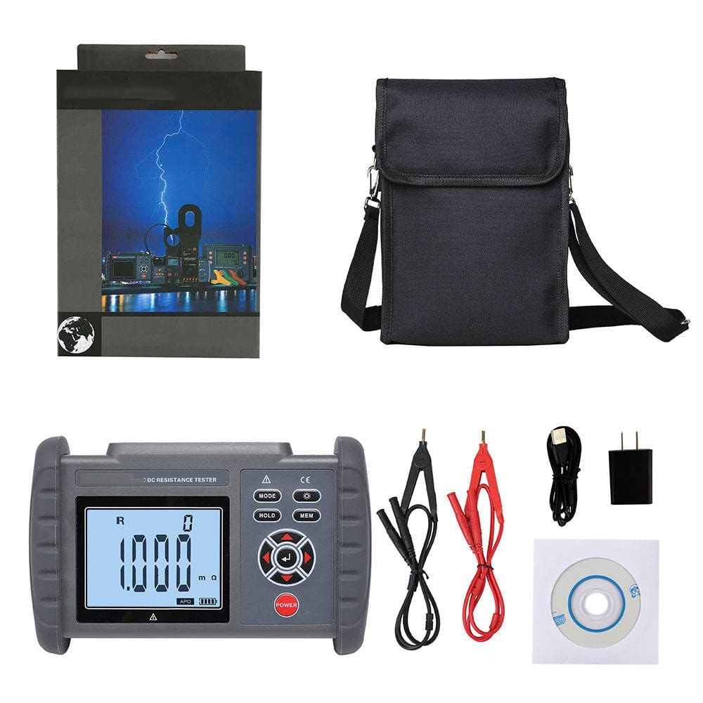 VTSYIQI Micro Ohmmeter DC Low Resistance Tester Equipotential Test for Motor Winding Coils Milliohm Meter with Resistance Range  0.001mΩ to 300.0KΩ Resolution 1uΩ Accuracy ±0.1% 500 Groups Data Storage USB Port