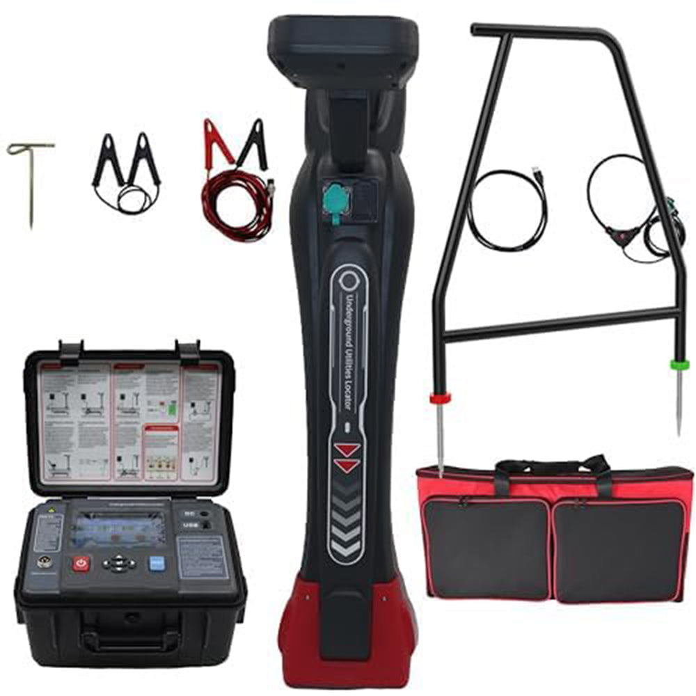 VTSYIQI Underground Wire Locator Underground Utility and Cable Locator Kit with A Frame 0 to 20m Depth Calibrable Cables 1 to 20 for Underground Pipe Cable Wire Path Locators USB Interface