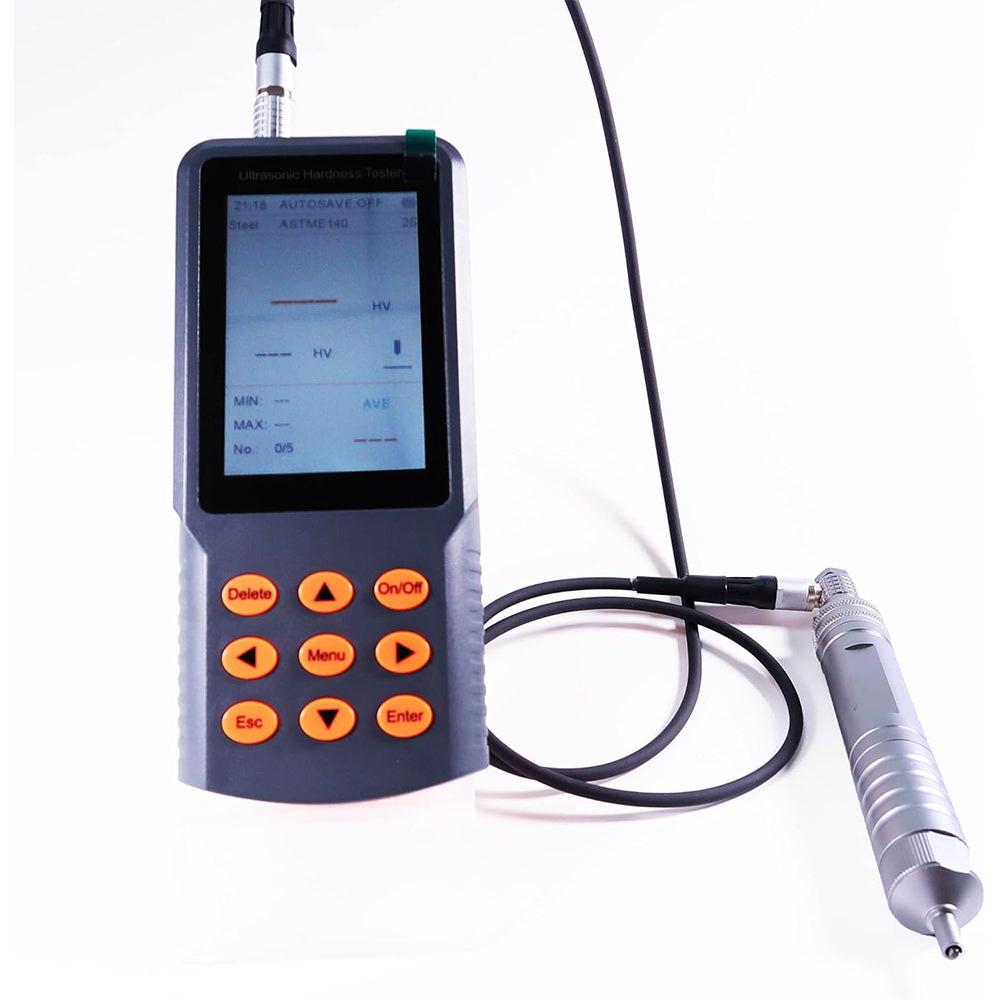 VTSYIQI Ultrasonic Hardness Tester Durometer Non-Destructive Hardness Testing with ASTM Standard Force 9.8N Maximum Test Surface Roughness Ra<3.2μm Scale HV HRC HRA HRB HBW for Thin-Walled Workpiece