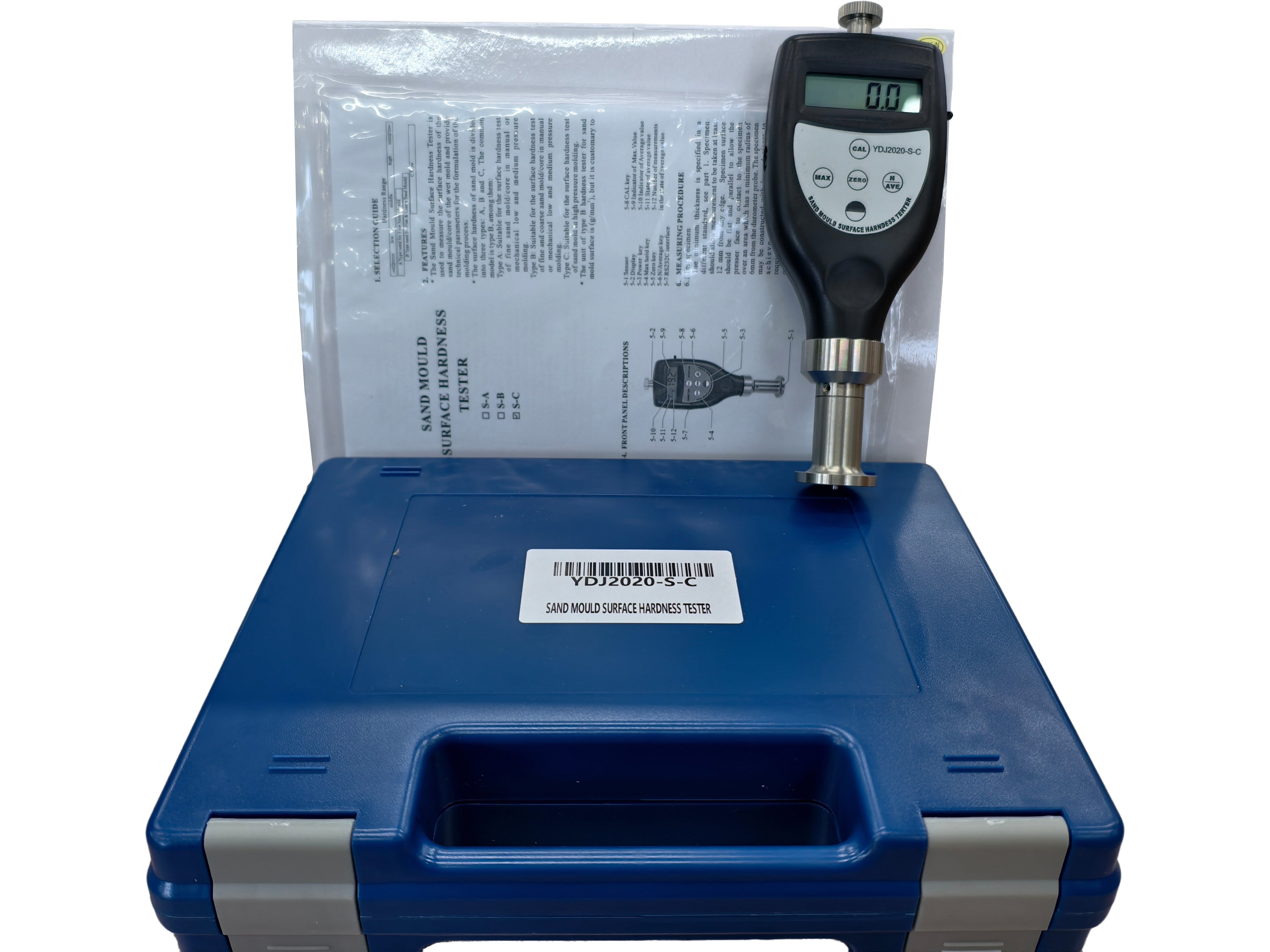 VTSYIQI Handheld Sand Mold Surface Hardness Tester Meter Tool HC Unit with Load 1500g Testing Range 10~90HC Resolution 0.1HC Accuracy ≤±1HC for the Surface Hardness Test of Sand Mold in High Pressure Molding