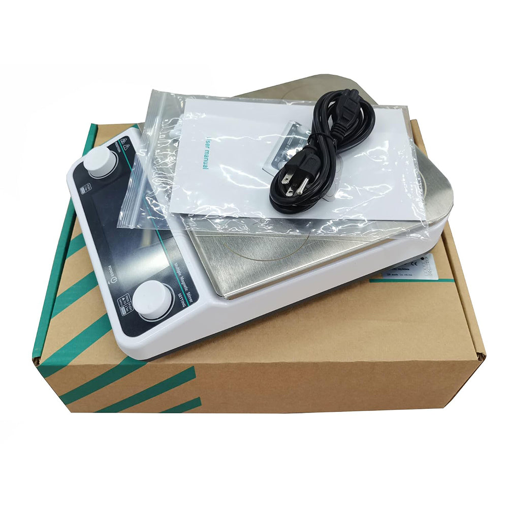 VTSYIQI Multi-position Hotplate Stirrer Multi-Position Magnetic Hotplate Stirrers with 4 Stirring Points RPM 50-1200 RPM Max Stirring Volume 4 * 500ML Plate Temperature Room Temp - 120℃ Timing And Locking Function