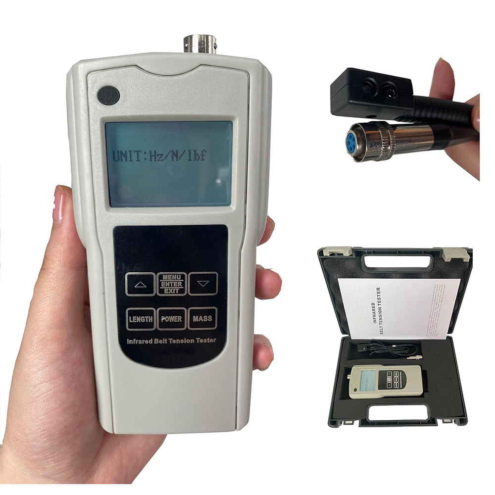 VTSYIQI Infrared Belt Tension Meter Infrared Belt Tension Tester with Two Different Units of Metric or Imperial System Measurement Range 10Hz~800Hz LCD Display Digital Sampling Error <1% Display Error ±1Hz