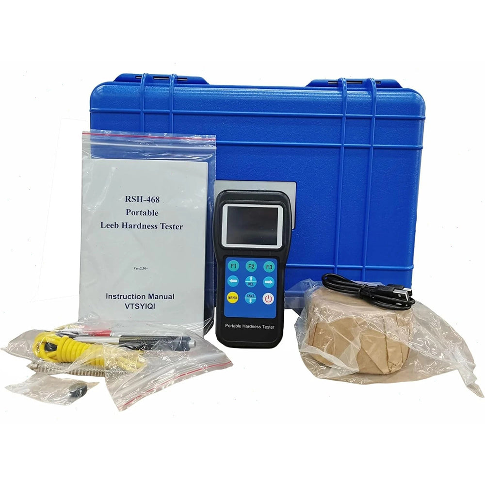 VTSYIQI Portable Leeb Hardness Tester Rebound Hardness Tester with Measuring Range 170-960HLD 17.9-69.5HRC Standard D Impact Device for Steel Cast Steel Stainless Steel Aluminum Alloy Brass Copper Bronze
