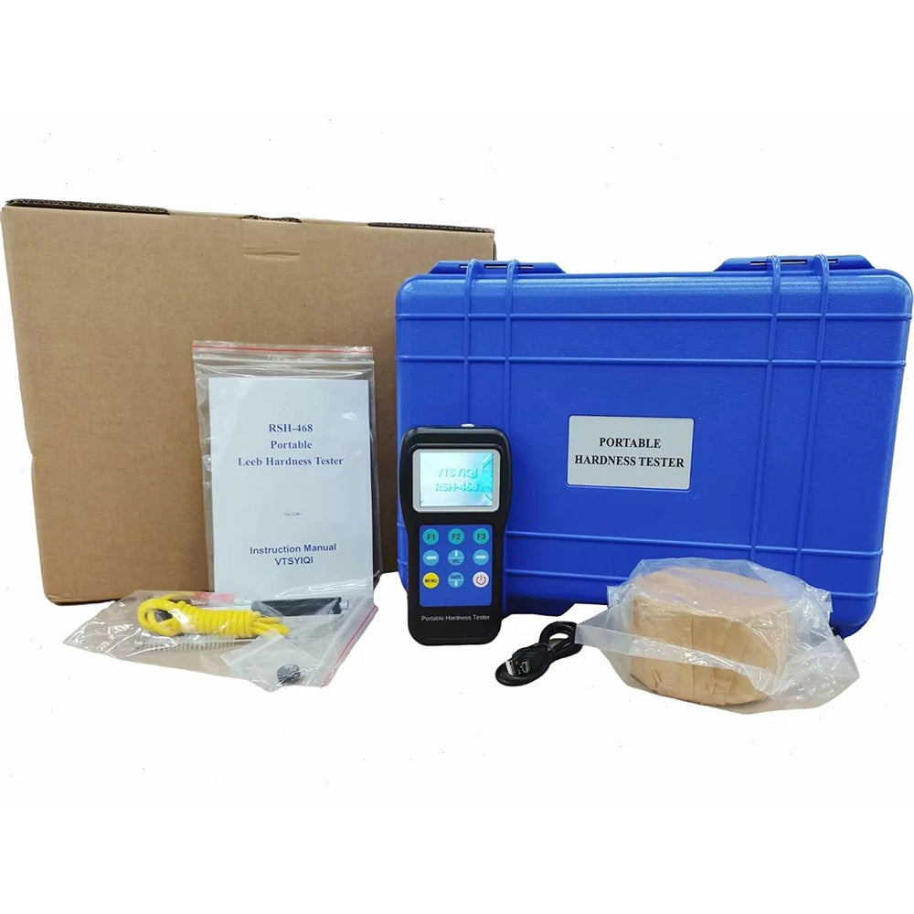 VTSYIQI Rebound Leeb Hardness Tester Digital Leeb Durometer for Steel Cast Aluminum Alloy with USB Cable PC Software 600 Groups Storage Measuring Range 170-960HLD Standard Calibration Block