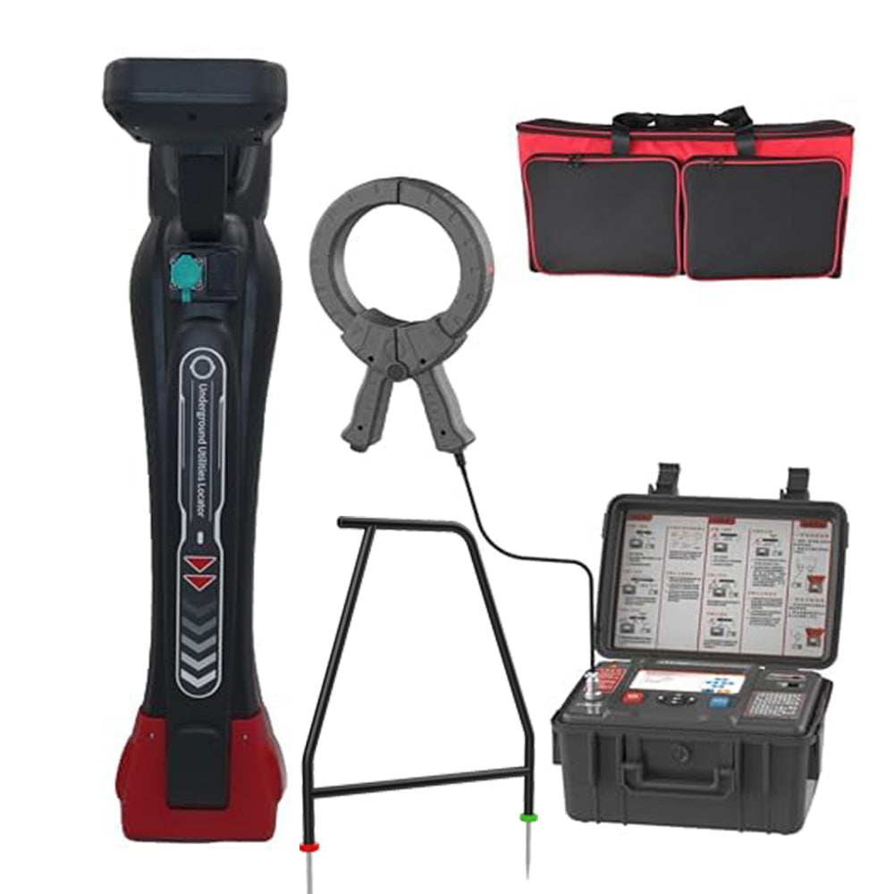 VTSYIQI Underground Pipe & Cable Locator Underground Pipeline Locator Kit Underground Utility Locating Equipment with A Frame 65.8 Feet Deep 20 Cables Transmitter Receiver USB Interface