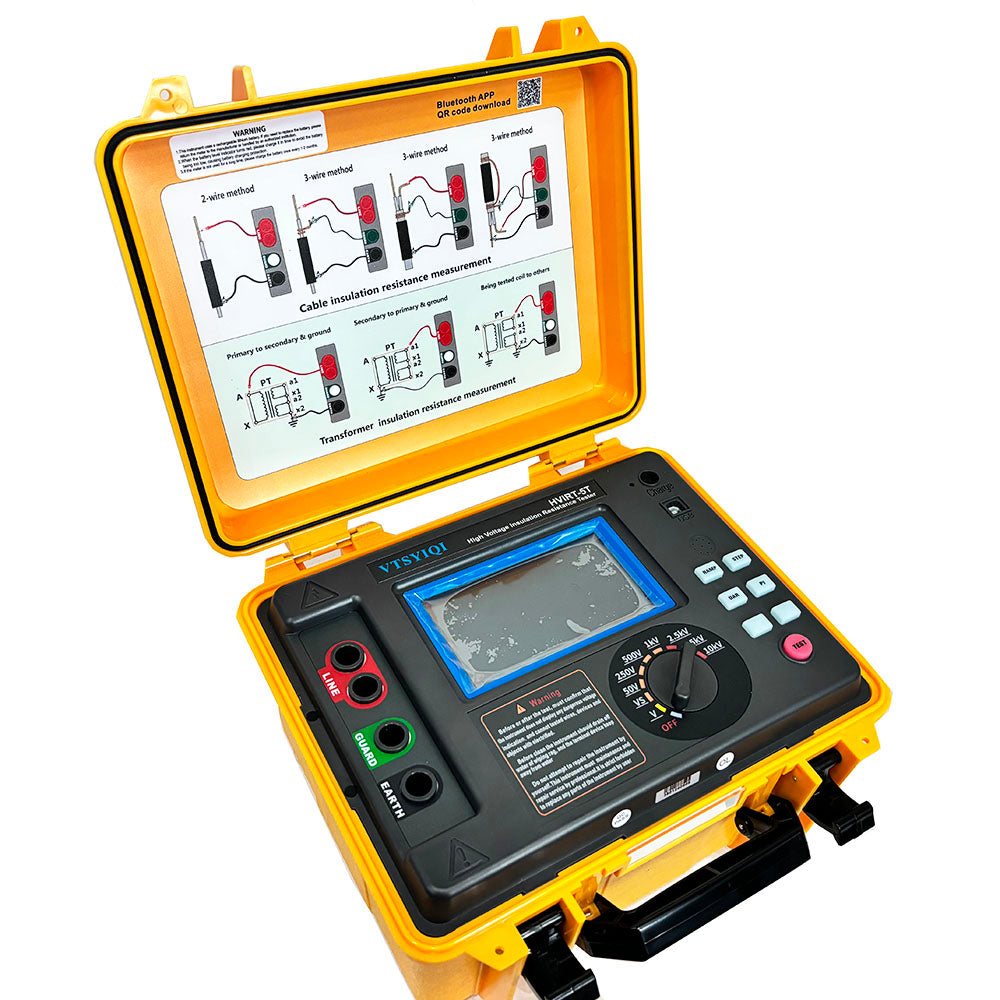 VTSYIQI 10Kv Insulation Tester Kit High Voltage Insulation Tester with Test Function Polarization Index Dielectric Absorption Ratio Ramp Test Step Test Voltage Insulation Resistance Range 0.005MΩ～10.00TΩ