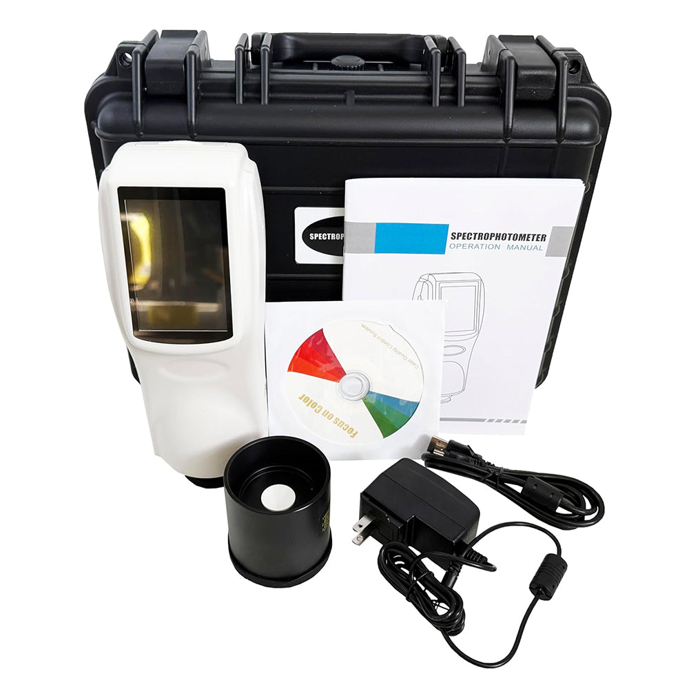 VTSYIQI D/8 Spectrophotometer Portable Colorimeter with Measuring Aperture 8mm Combined LED Sources Reflectance Range 0~200% Measurement Time 1.2s Data Memory 1000 Standards 15000 Samples Combined LED Sources