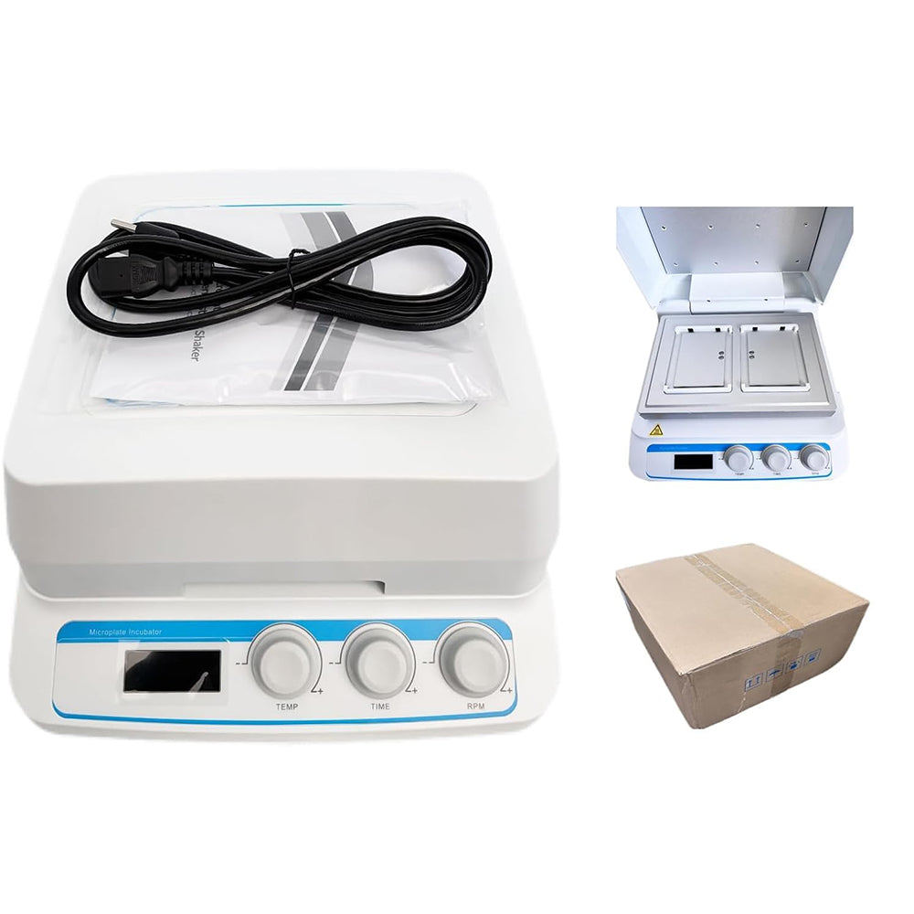 VTSYIQI Thermo Microplate Shaker Digital Thermo-Shaker for 2 Microtiter Plates or Deep Well Plates with Speed Range 100 to 1600rpm Temperature Control Accuracy ≤±0.5°C Brushless DC Motor