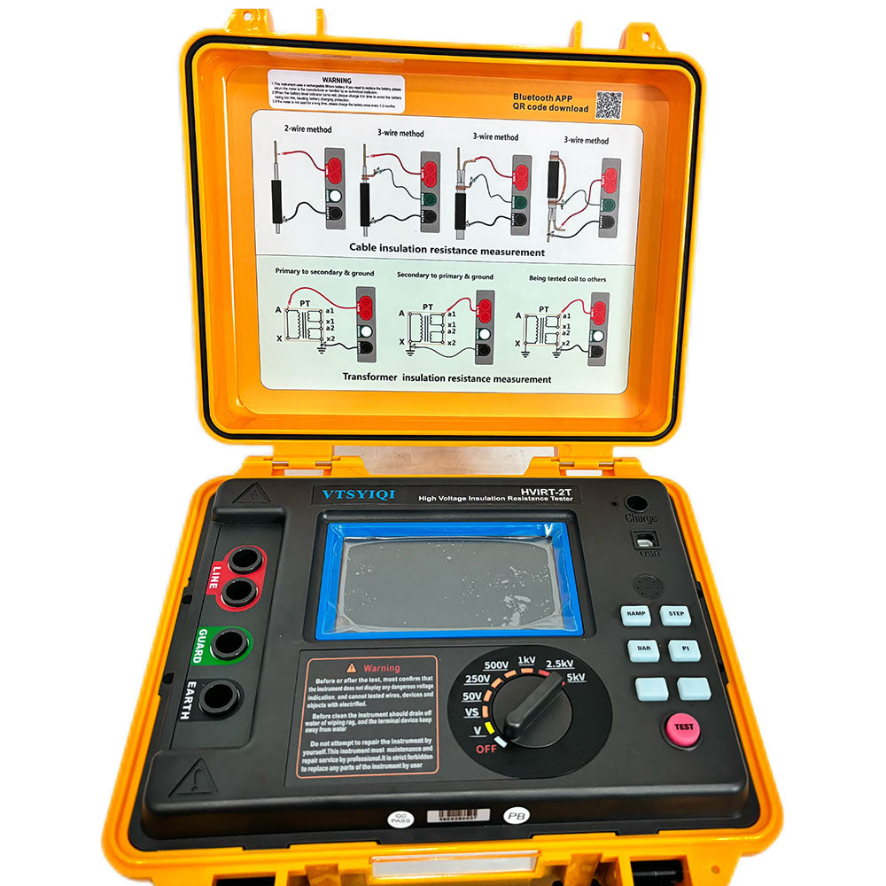 VTSYIQI High Voltage Insulation Resistance Tester Kit with Rated Voltage 50V 250V 500V 1KV 2.5KV 5KV Storage Function Insulation Resistance Range 0.005MΩ-2.00TΩ IEC61010-1 Standard