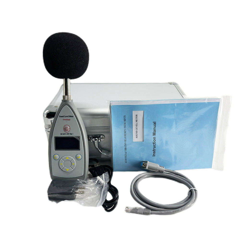 VTSYIQI Class 1 Noise Meter Integrating Decibel Meter Professional Class 1 Sound Level Meter with Integrating Function 10 Hz-20 kHz 25dB(A)-140dB(A) 8000 Groups Data Storage AC DC USB RS232 Output