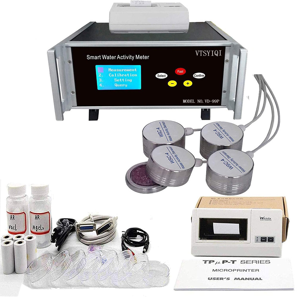 VTSYIQI Four Points Water Activity Meter Bench-top Water Activity Analyzer with 4 Measurement Points Measuring Range Temperature -10℃～50℃ Water Activity 0～1.000aw Water Activity ±0.012（@23℃±5℃