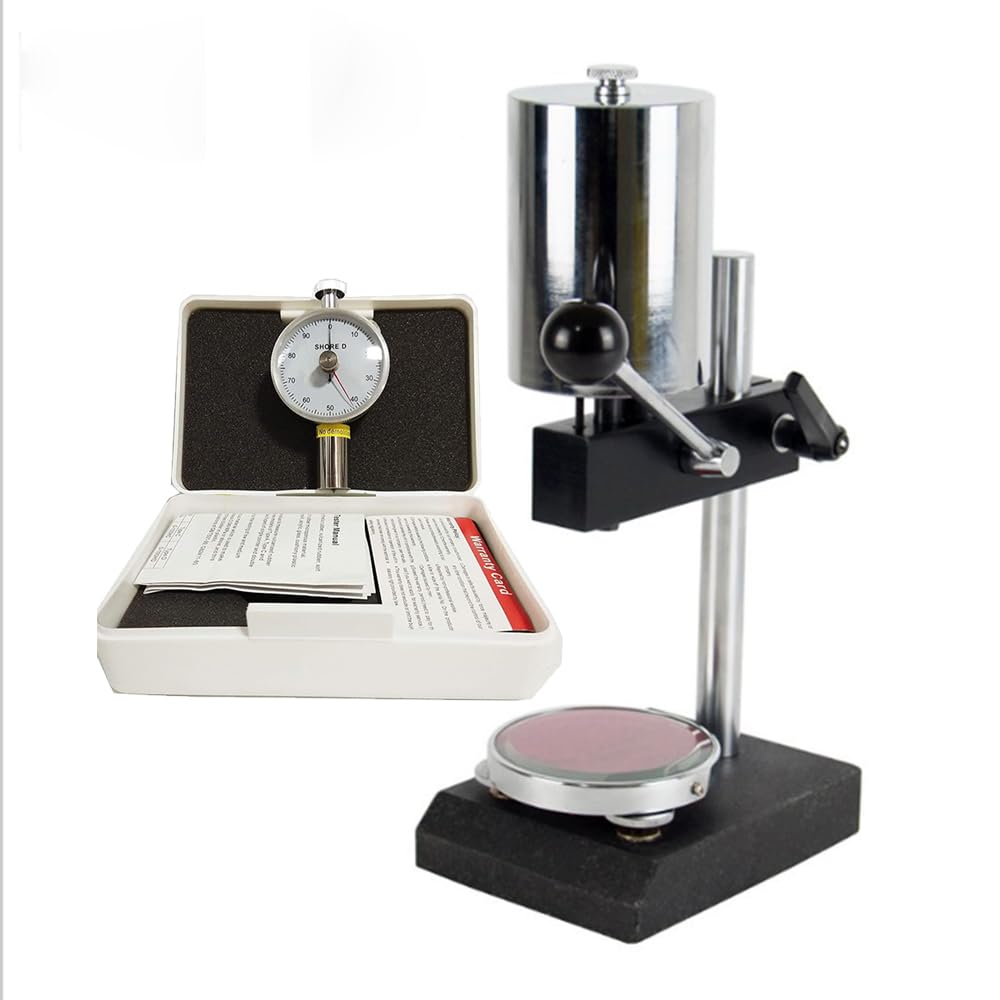 VTSYIQI Shore Durometer Test Stand with Double Needle Shore D Hardness Tester with Recommended Range of Measurements 20～90HD  Dial Value 0～100HD Needle Stroke 2.5 mm Needle Head Size SR0.1 mm