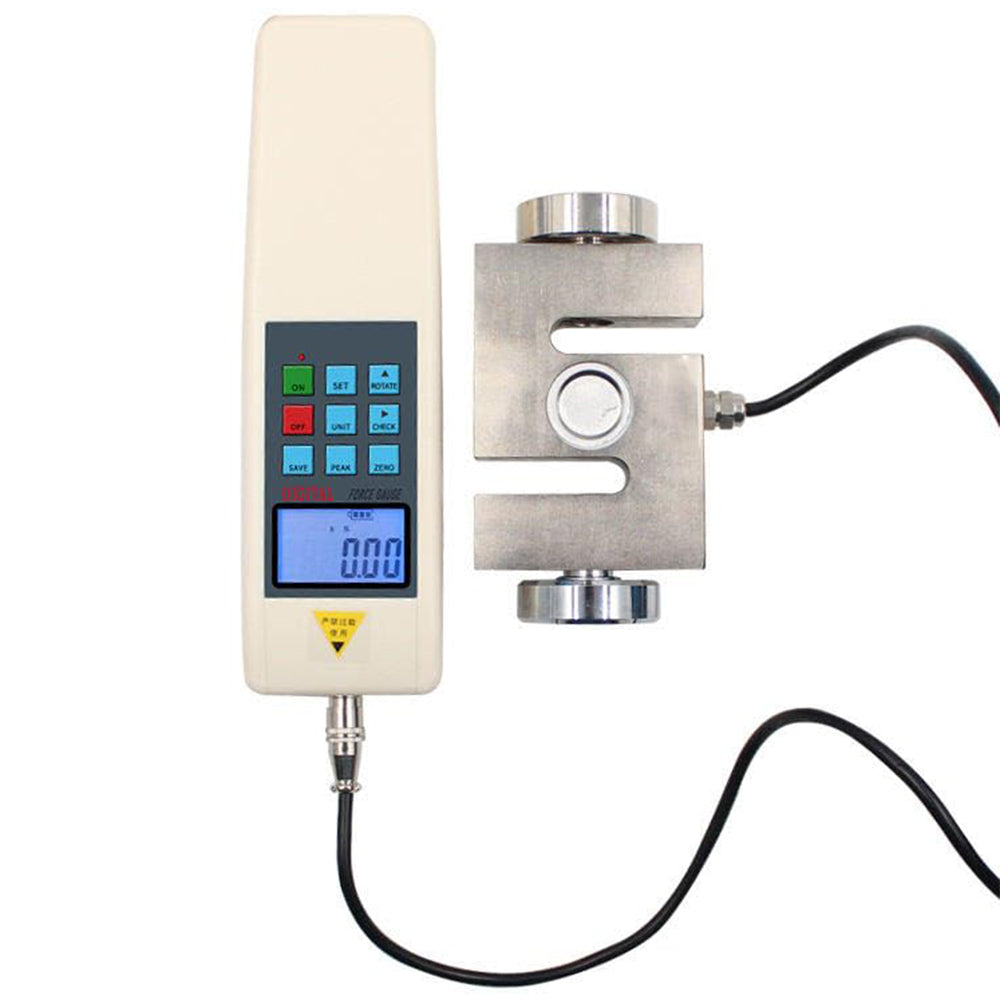 VTSYIQI Digital Pull Force Gauge Digital Force Gauge Meter Tester Dynamometer with Peak Load Value 1000N/100kg/220Lb Inner Sensor and External Loadcell Sensor Peak Hold Function 3 Measurement Units N Kg Lb