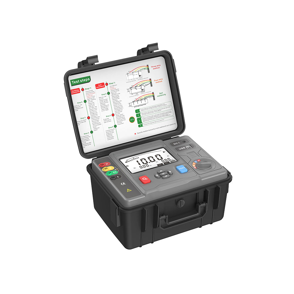 VTSYIQI Digital Soil Resistivity Tester Earth Resistance Meter with 2 3 4-Wire Method 5inches Screen Soil Resistivity 0.00Ωm～9999kΩm Earth Resistance 0.00Ω～200.0kΩ DC Voltage 0.000V～1000V
