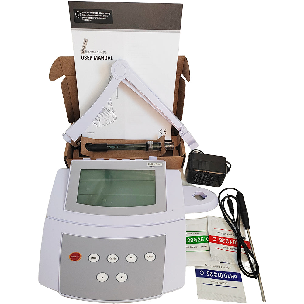 VTSYIQI Benchtop pH/mV Meter Analyzer Meters with Range -1.00 to 15.00 pH Range -1999 to 1999 mV Resolution 1mV Accuracy ±1mV 1 to 3 Points Calibration Manual/Auto-read Measurement Endpoint E201-BNC pH Electrode