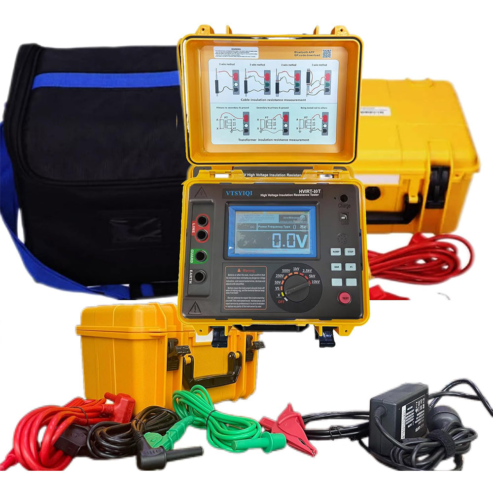 VTSYIQI High Voltage Insulation Resistance Tester 10Kv with Test Function Polarization Index Dielectric Absorption Ratio Ramp Test Step Test Voltage Discharge Dielectric Capacitance Resistance Range 0.005MΩ~20.0TΩ