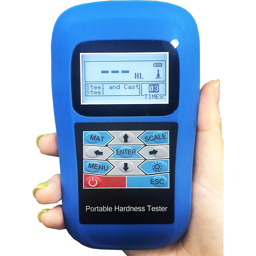VTSYIQI Leeb Hardness Testing Equipment for Steel Iron Bronze Copper 10 Materials with Hardness Scale HL HB HRB HRC HRA HV HS 100 Groups Data Memory Backlight Display