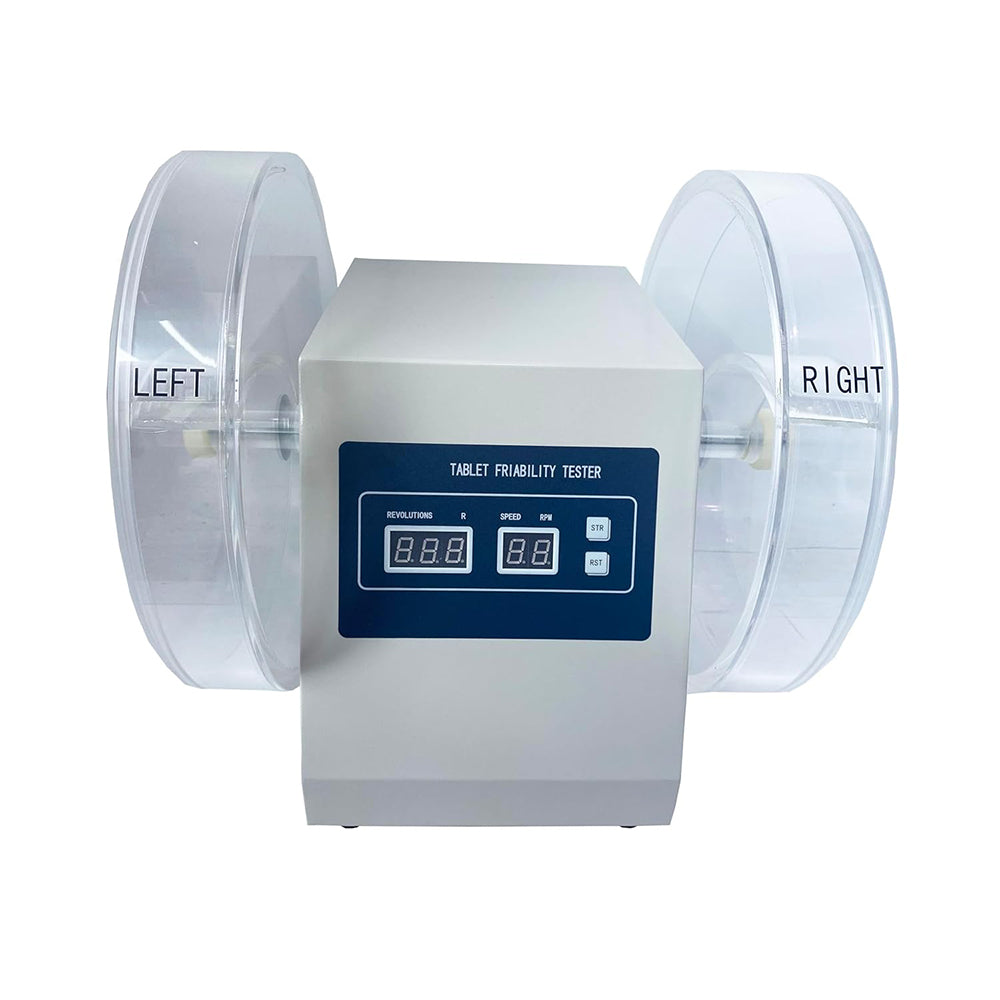 VTSYIQI Tablet Friability Tester Friability Tester Meter with Double Turntables Rotational Speed Range 25 rev/min Turning Range 100 Turns for Checking The Fragility of Non-Coated Tablets