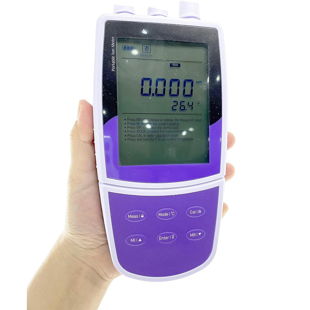 VTSYIQI Cyanide Ion Tester Ion Meter for Cyanide with Accuracy±1% F.S. Range 0.03 to 260 ppm Accuracy±1% F.S. 2 to 5 Point Calibration Stores Up to 500 Data Sets