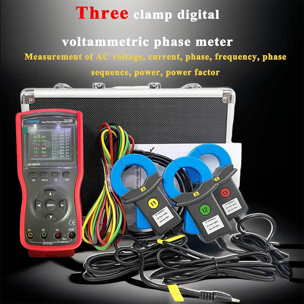 VTSYIQI Digital Three Phase Voltmeter Three-Clamp Phase Voltammeter wi