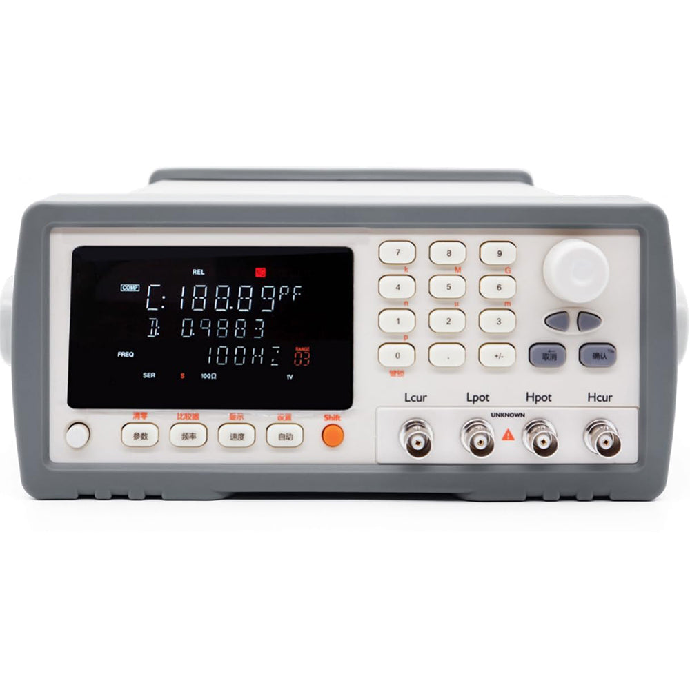 VTSYIQI Benchtop LCR Meter Inductance Capacitance Resistance Device with Parameters L,C,R,Z,D,Q,θ(deg),θ(rad) Frequency 100Hz 120Hz 1kHz 10kHz Accuracy 0.2% Comparator 5-bin Sorting P1,P2,P3,AUX,NG Direct Reading ΔABS Δ%