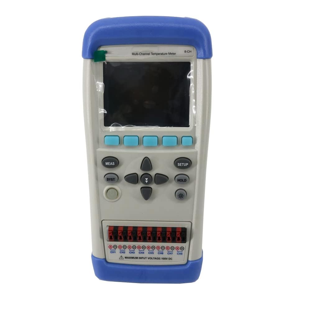 VTSYIQI 8 Channel Thermocouple Data Logger Handheld Multi-Channel Temperature Meter Data Logger with Thermocouple J/K/T/E/S/N/B/R Accuracy 0.2%+1℃ Range-200℃~1800℃ USB Interface