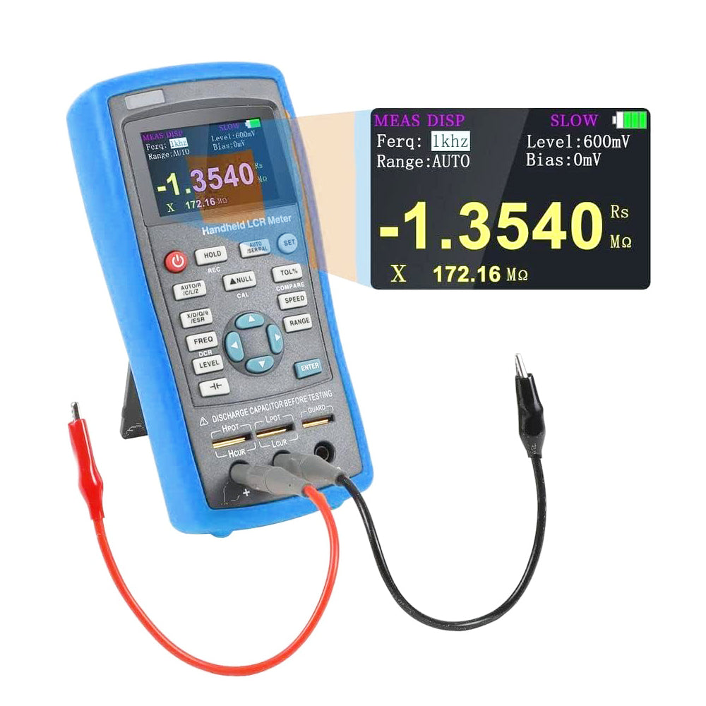 VTSYIQI LCR Bridge LCR Analyzer Meter Inductance Resistance Capacitance Measurement with Testing Level 0.1Vrms 0.3Vrms 0.6Vrms 1Vrms Testing Frequency 100Hz 120Hz 1KHz 10KHz Basic Accuracy 0.2% DCR Mode Electrolytic Capacitor Mode