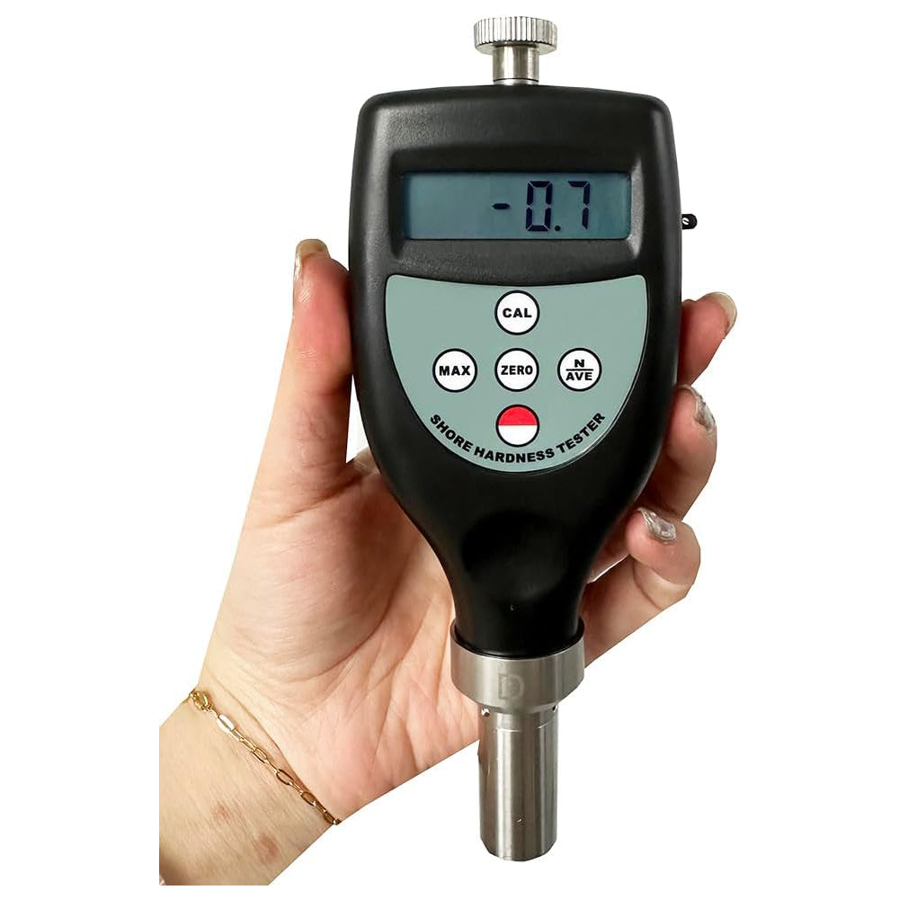 VTSYIQI Shore D Hardness Tester for Fibre Plastics Hard Rubber Hard Plastic Materials Plexiglas Stiff Thermo Plastics Formica Print Roller Vinyl-plate Cellulose Acetate Etc with Measurement Range 10HD~90HD Indenter R 0.1 Cone