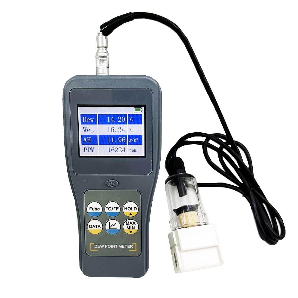 VTSYIQI Split High-Precision Dew Point Meter with Separate Sensor Ambient Temperature Relative Humidity Dew Point Temperature, Wet Bulb Temperature Absolute Humidity PPMv Test Parameters