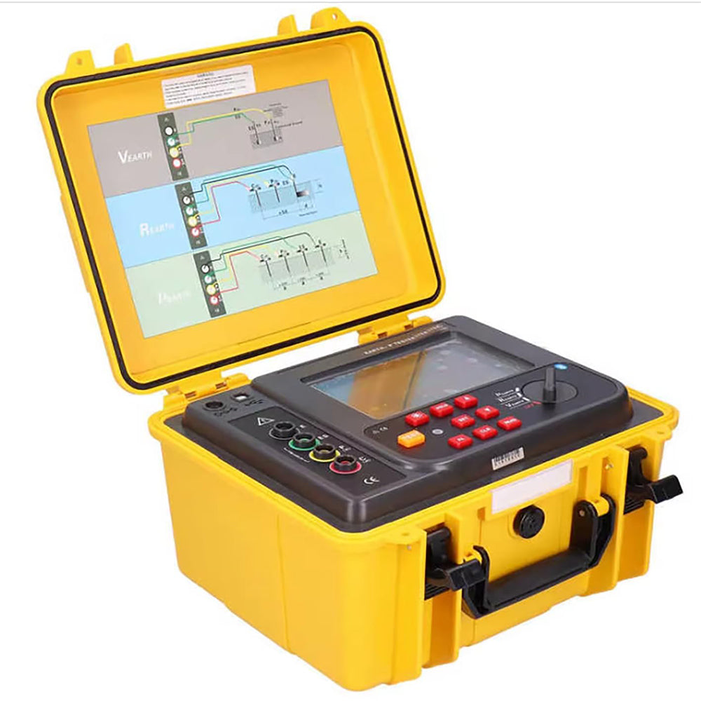 VTSYIQI Digital Ground Soil Resistivity Meter Four Wire Earth Ground Resistance Tester with Two Three Four Wire Earth Resistance Range 0.00Ω～30.00kΩ Soil Resistivity Range 0.00Ωm～9000kΩm Earth Voltage Range AC 0.0～600V