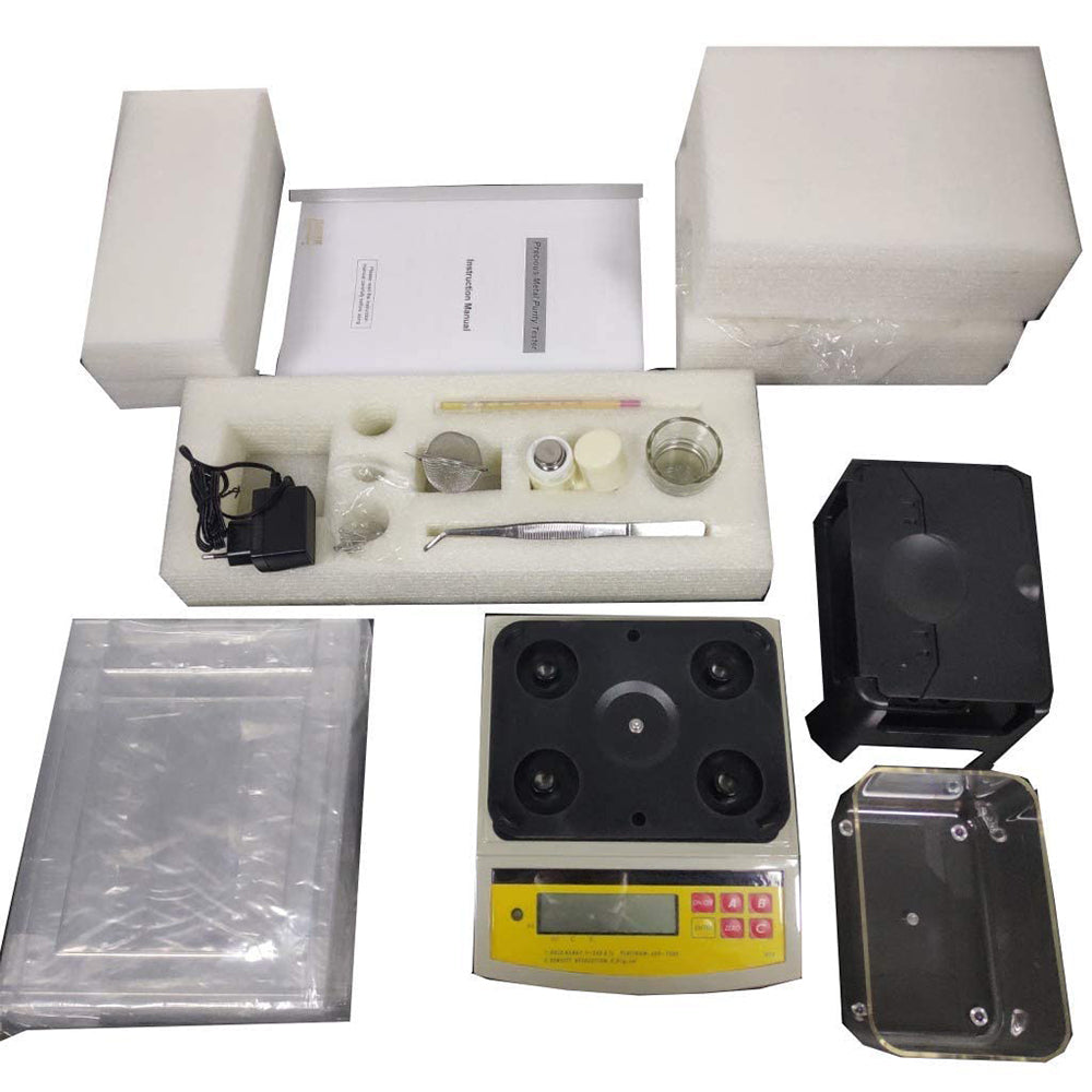 VTSYIQI Gold Density Meter Digital Electronic Gold Purity Tester Meter with Maximum Weight 2000g Density Resolution 0.001g/cm3 Interface of RS-232C is included Weight Resolution 0.01g Gold Purity Testing Analyzer Machine