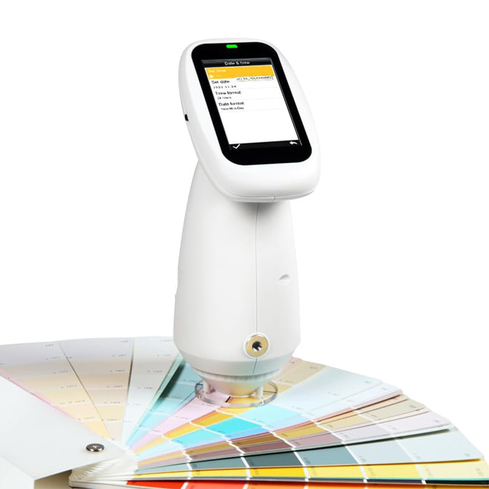VTSYIQI Double Aperture Spectrocolorimeter Imaging Spectrocolorimeter with Measuring Aperture Φ4mm Φ8mm CMOS Dual Beam Splitting Sensor Observer Angle 2°/10° Measured Reflectance Range 0-200% 2.8 Inch TFT True Color Capacitive Touch Screen