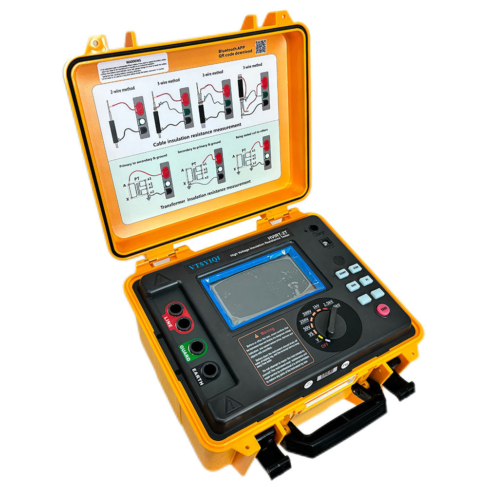 VTSYIQI High Voltage Insulation Resistance Tester Kit 5Kv Insulation Resistance Tester with Insulation Resistance Range 0.005MΩ-2.00TΩ Rated Voltage 50V,250V, 500V, 1KV, 2.5KV, 5KV Voltage Monitor Function