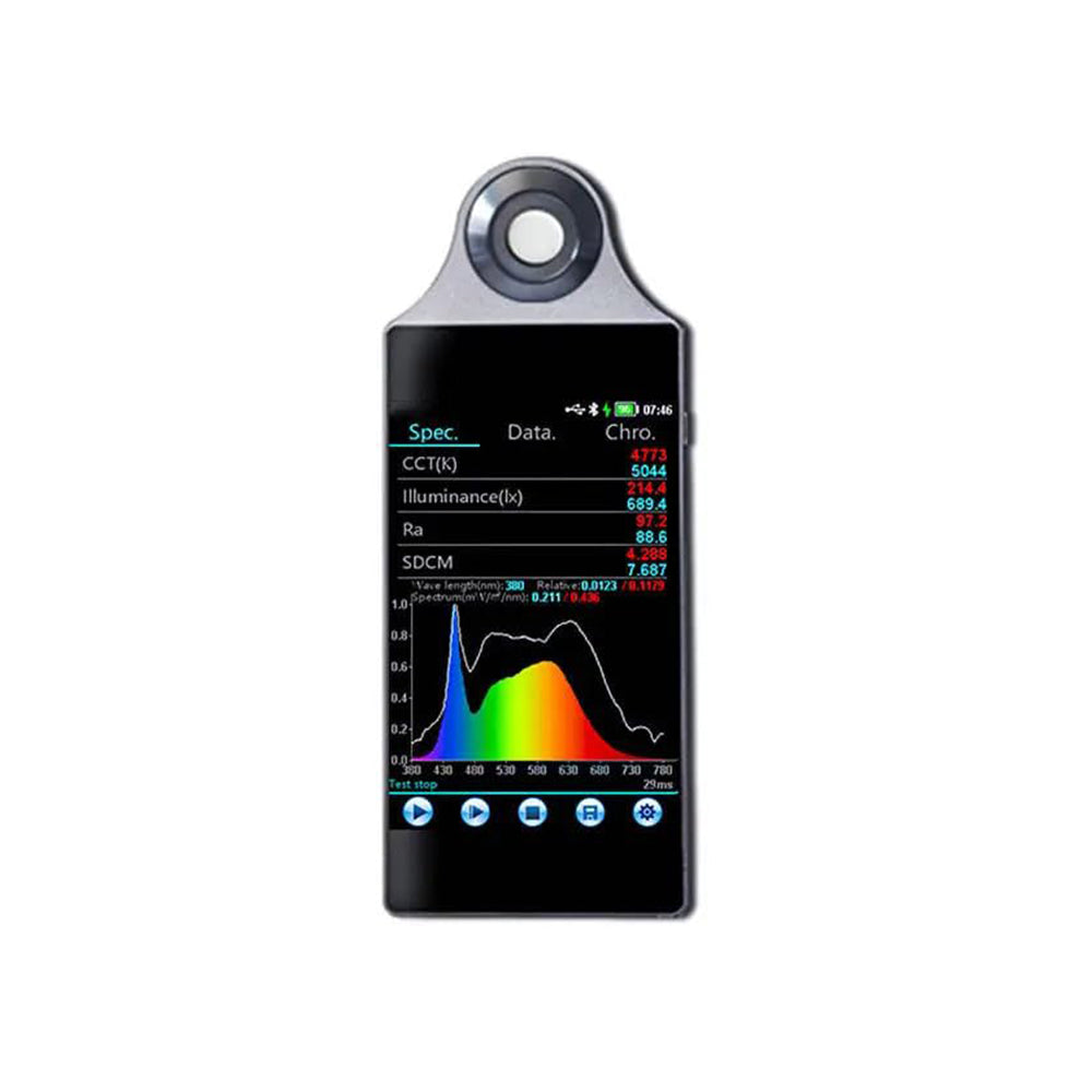 VTSYIQI Spectrometer Spectral Illuminometer with Long Focus Cross Asymmetric CT Spectrometer System Wavelength Range 380nm～780nm Wavelength Accuracy ±0.5nm Spectral Bandwidth 2nm X, Y Repeatability ±0.0005 Type-C Interface Data Storage Function