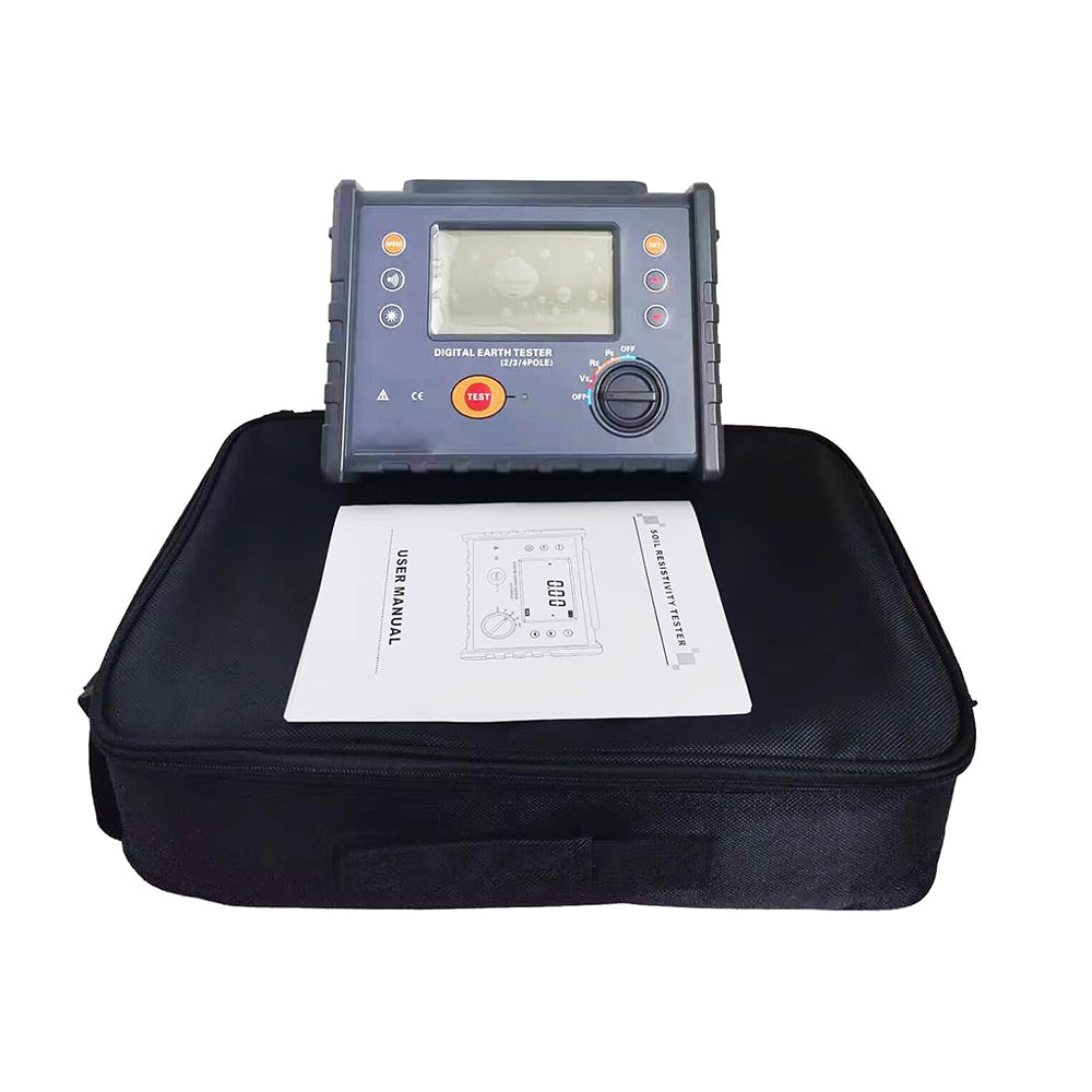 VTSYIQI Digital Soil Resistivity Meter Digital Earth Resistance Tester for Soil Resistivity Voltage AC Voltage with Soil Resistivity 0-9000kΩm Resistance 0.01Ω-30.00KΩ 2‑Pole 3-Pole 4-Pole IEC61010-1