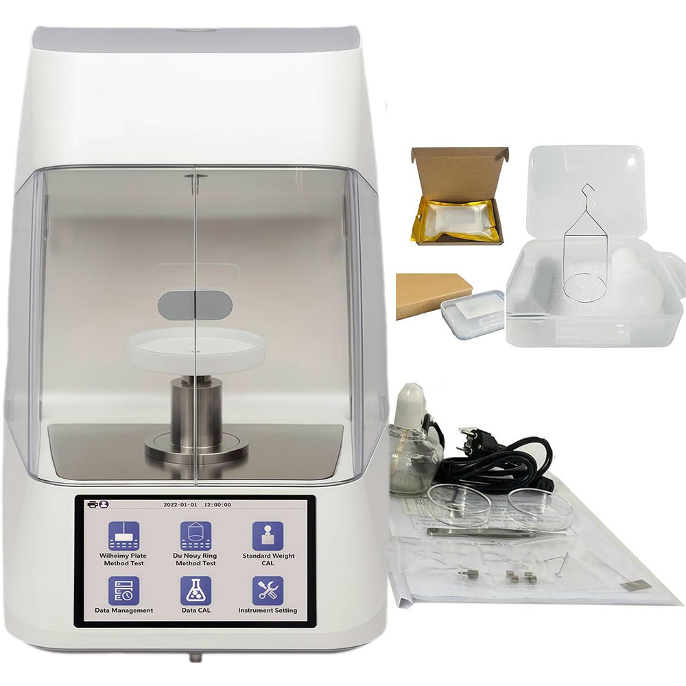 VTSYIQI Surface Tension Measurement Tensiometer Du Nouy Liquid Tensiometer Surface Tension Meter Tester With Pt Loop Range 0 to 1000 mN/m Accuracy 0.1mN/m For Oil Paint Industry Test Real Time Display