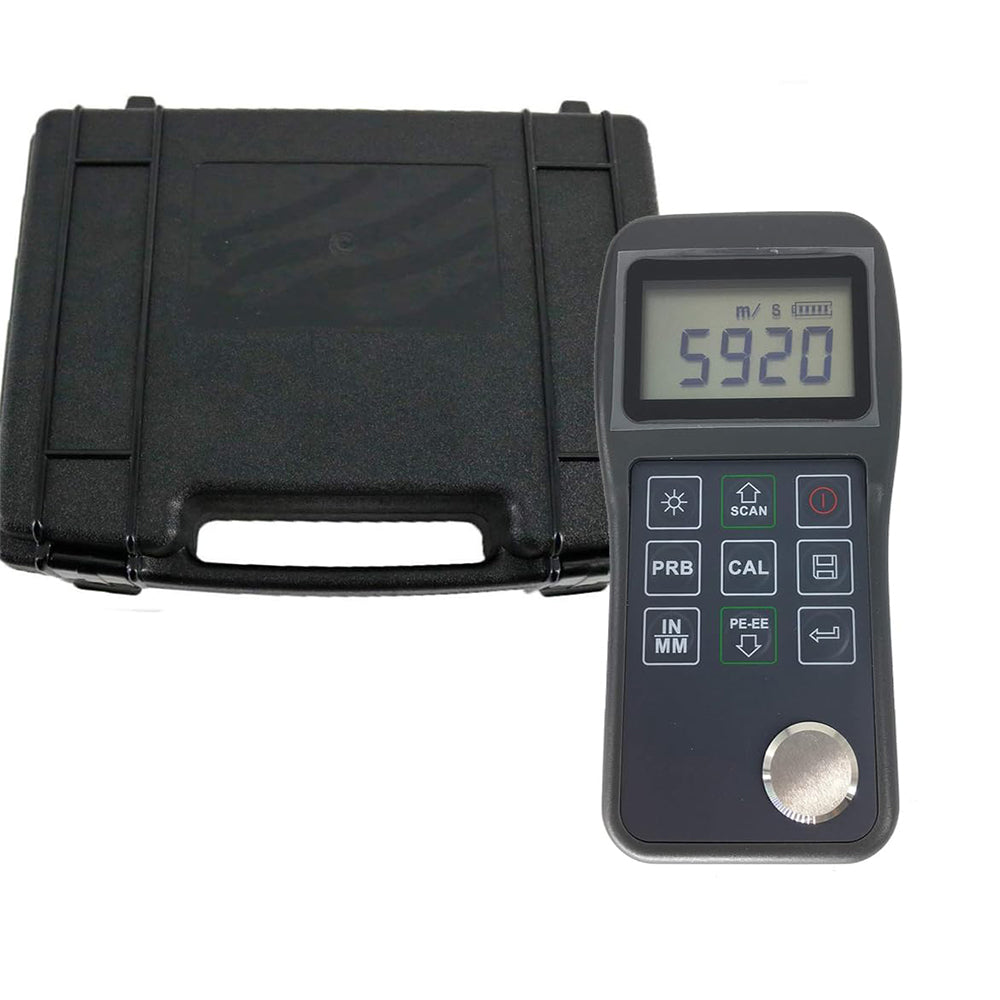 VTSYIQI Digital Through Ultrasonic Thickness Gauge Wall Ultrasonic Thickness Gauge with 0.65 to 600mm 0.025 to 23.62inch 3-30mm 0.118 to 1.181inch P-E and E-E Echo-Echo Mode Resolution 0.1mm/0.01mm